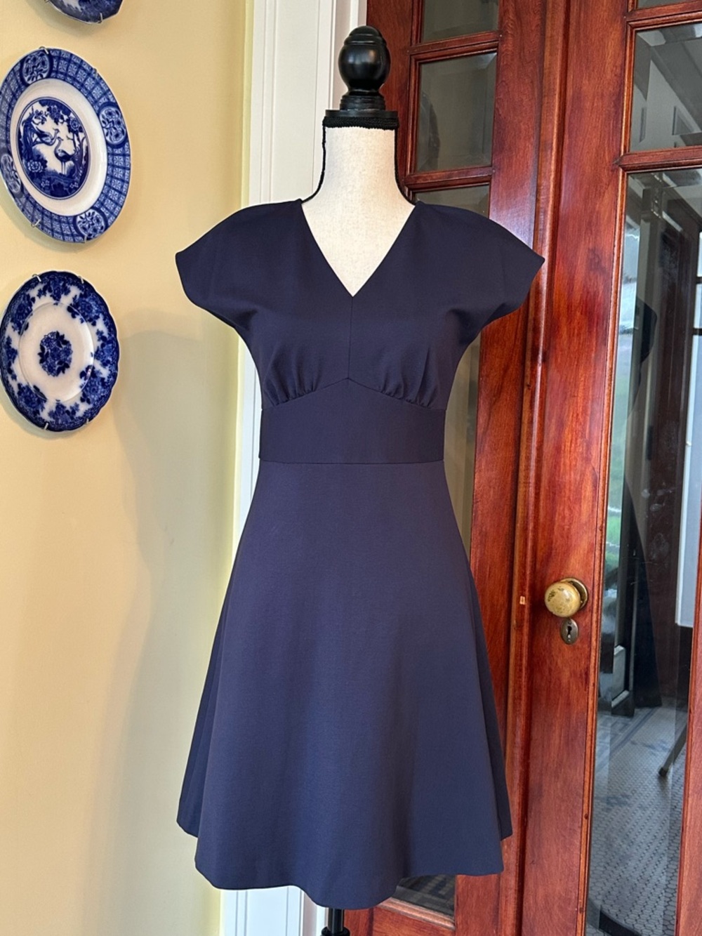 kate spade Navy V-Neck Fit-and-Flare Dress